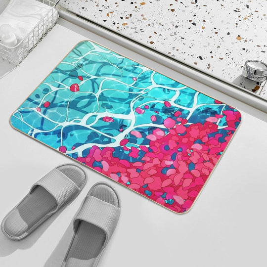 Red Roses And Petals in The Water  Non-Slip Bath Mat