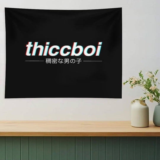 Aesthetic Japanese Thicc Boi Logo Tapestry