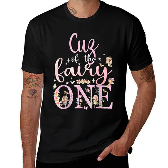 Cuz of The Fairy One Cousin 1st Birthday Party Family  Heathered Texture T-Shirt
