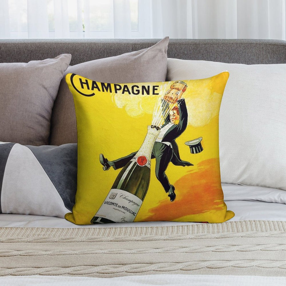 Vintage Wine Poster Soft Multiple Sizes Throw Pillow