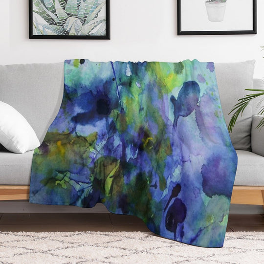 Watercolor in Purple And Green Durable Throw Blanket