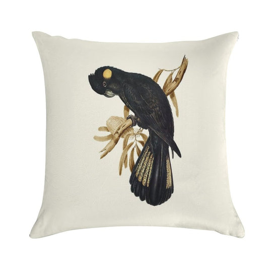 Yellow-tailed Black Cockatoo Soft Luxury Feel Throw Pillow