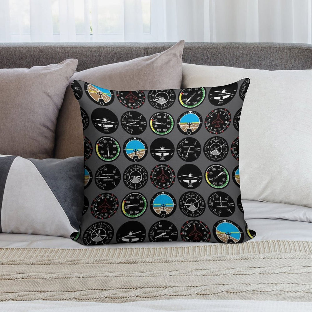 Flight Instruments Soft Decorative Cover Throw Pillow