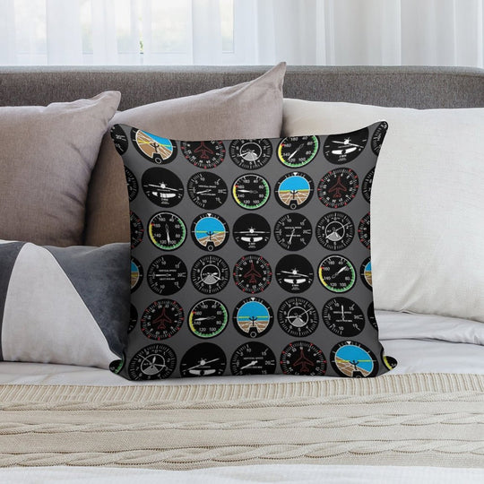 Flight Instruments Soft Decorative Cover Throw Pillow