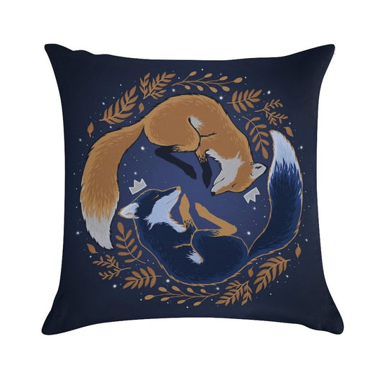 Night Foxes Soft Shrink-Resistant Throw Pillow