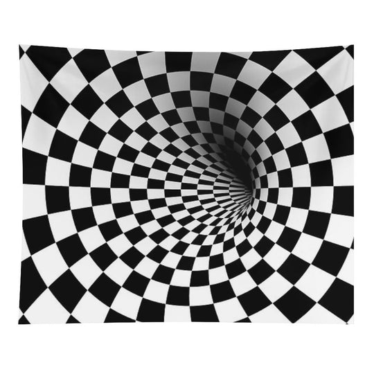 Black White Check Optical Hole Tapestry