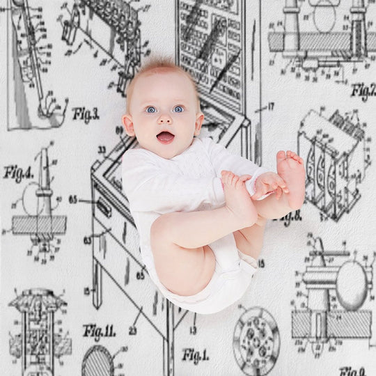 Pinball Arcade Gaming Machine Vintage Gamer Patent Print Eco-conscious Throw Blanket