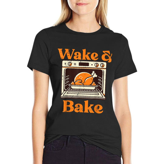 Thanksgiving Wake And Bake Funny Turkey Day Dad Men Women  Summer-ready Fabric T-Shirt