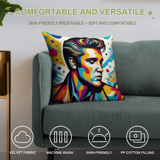 Elvis Presley Pop Art Soft Anti-Pilling Throw Pillow