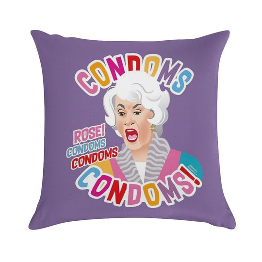 Condoms, Rose! Soft Hidden Zipper Throw Pillow