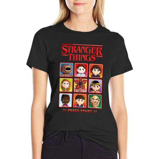 Stranger Things Season 5 Retro Video Game Character Select  Cotton T-Shirt
