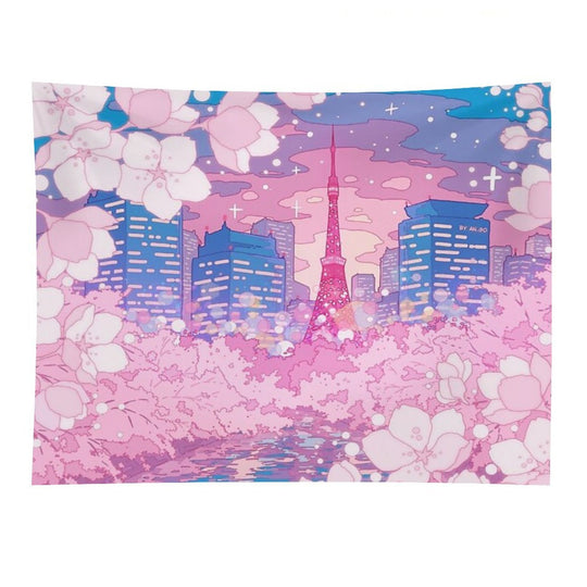 The Evening Tokyo Lake View Tapestry