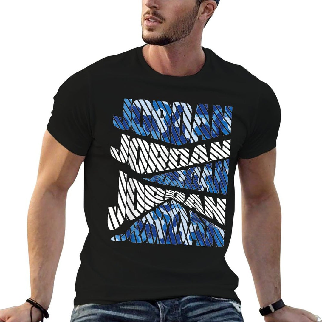 Diagonal Jordan Camo Pattern Blue Camouflage  Lightweight T-Shirt