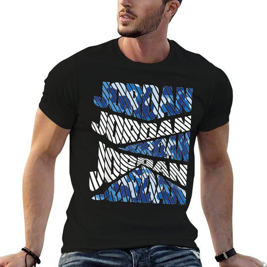 Diagonal Jordan Camo Pattern Blue Camouflage  Lightweight T-Shirt