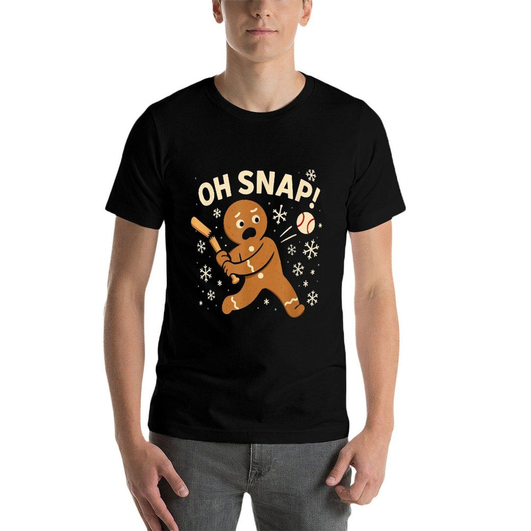 Oh Snap Gingerbreadman Christmas Baseball  Oversized Silhouette T-Shirt