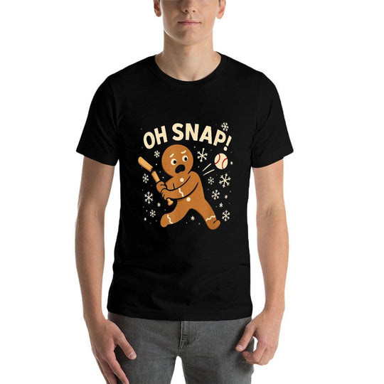 Oh Snap Gingerbreadman Christmas Baseball  Oversized Silhouette T-Shirt
