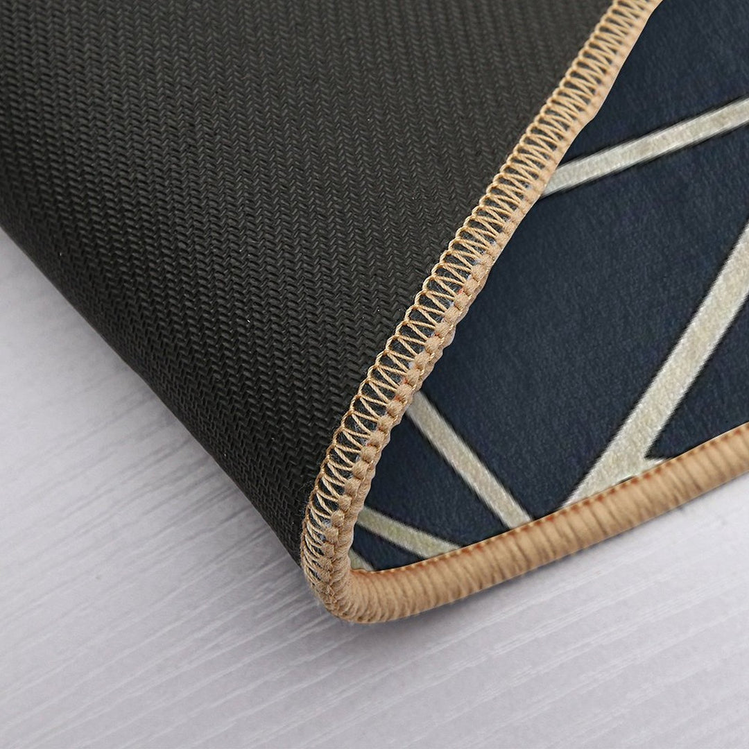 Festive, Abstract, Blue And Gold, Stripes Pattern  High-Traffic Bath Mat