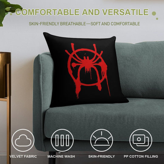 Miles Morales Into The Spider-Verse Logo Soft High-Density Material Throw Pillow