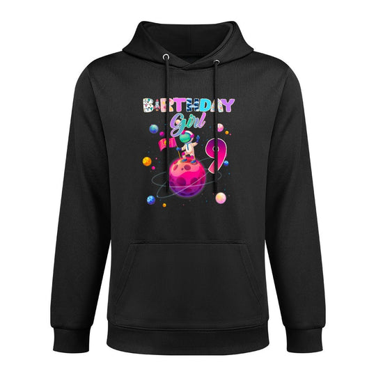 9th Birthday 9 Years Old Astronaut Space Galaxy Girl Kangaroo Pocket Hoodie