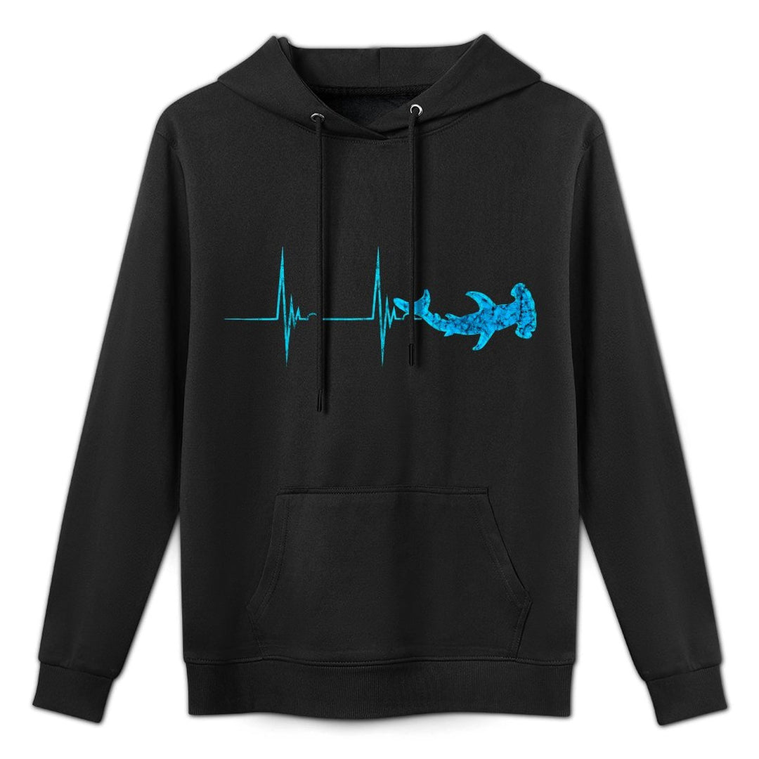 Hammerhead Shark Heartbeat EKG Pulse Ocean Fish Colorfast Hoodie