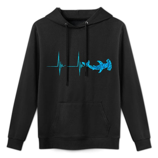 Hammerhead Shark Heartbeat EKG Pulse Ocean Fish Colorfast Hoodie