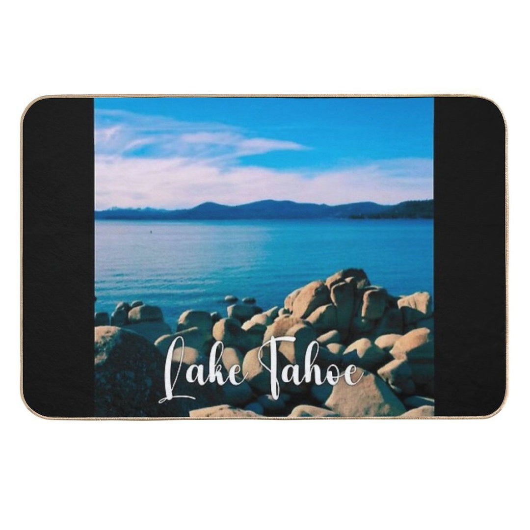 Nature's Palette Blue Elegance at Lake Tahoe's Shoreline  Long-Lasting Bath Mat