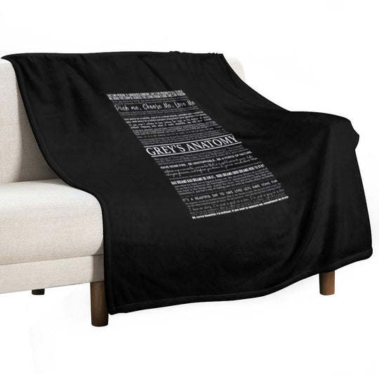 Typography Black Easy Care Throw Blanket