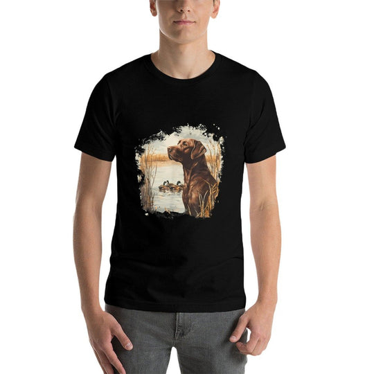 Retro Chocolate Lab Mallard Duck For Duck Hunting Men Dad  Vintage-inspired T-Shirt