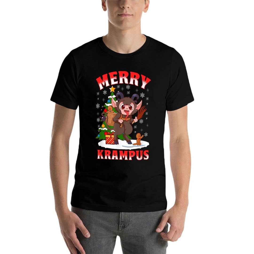 Merry Krampus Cute Kawaii Christmas Holiday Funny Folklore  Oversized Silhouette T-Shirt