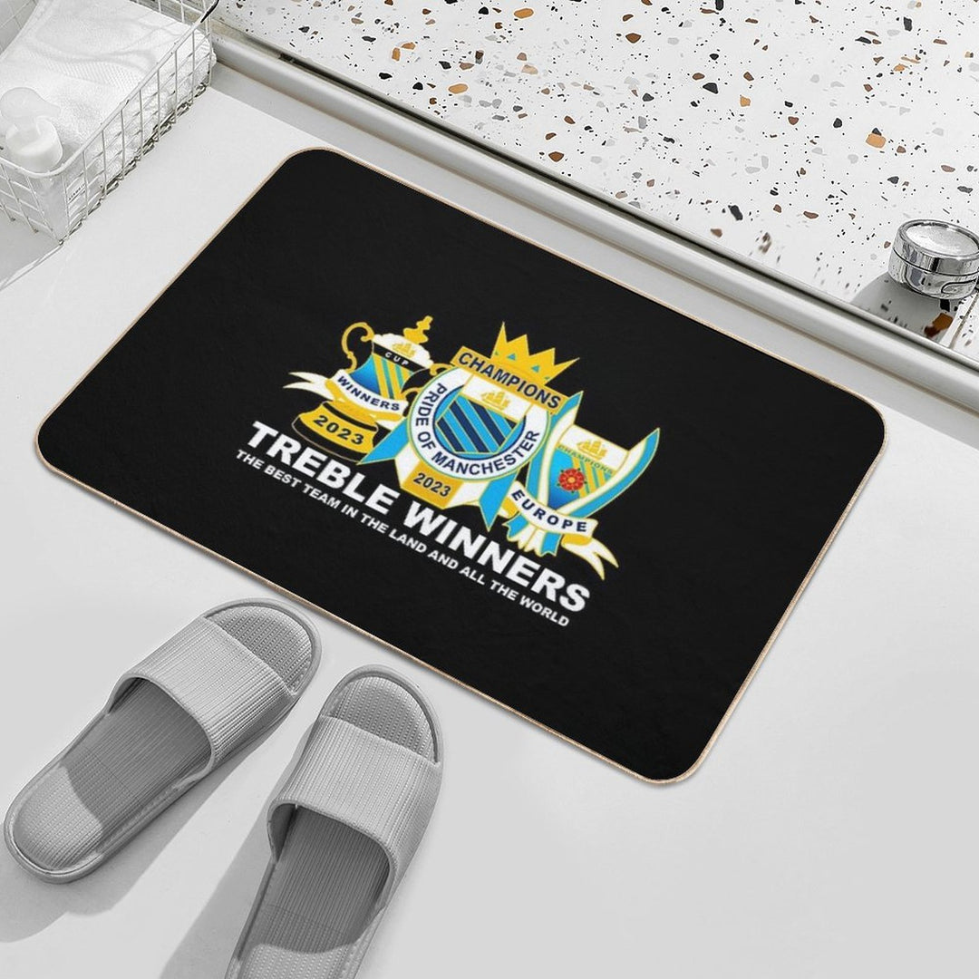 TREBLE Manchester City Trophies 2023 Champions Winners Europe England Cup Durable Bath Mat