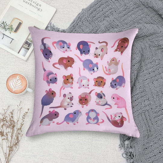 Fancy Rat - Pink Soft Anti-Pilling Throw Pillow