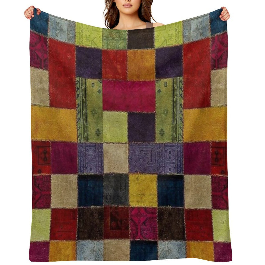 Tradional Oriental Rug Collage Travel-friendly Throw Blanket