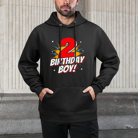 Kids Superhero Birthday Boy Party - 2 Year Old - 2nd Birthday Machine Washable Hoodie