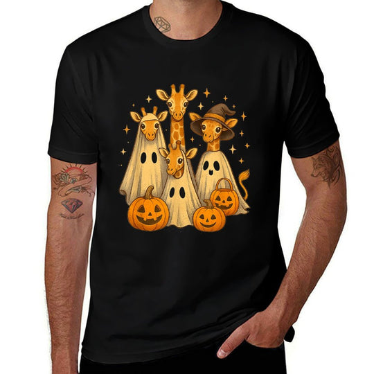 Spooky Ghost Giraffe Halloween Funny African Animal Lover  Breathable T-Shirt