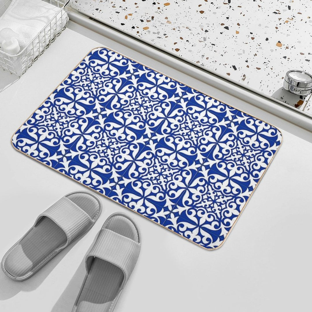 Moroccan Tile - Cobalt Blue  Odorless Bath Mat
