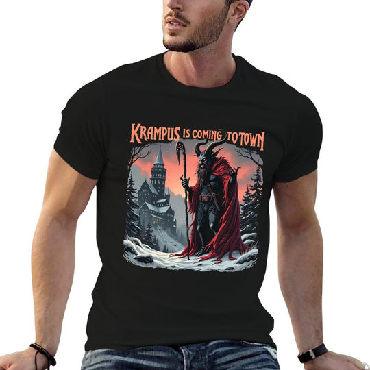 Krampus Is Coming To Town Christmas Xmas Horror Graphic  Easy-care T-Shirt
