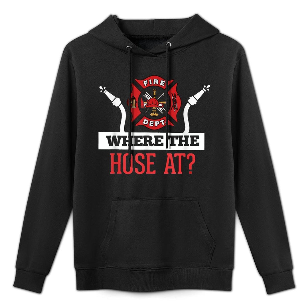 Where The Hose At Funny Firefighter Gift Cotton-Polyester Blend Hoodie