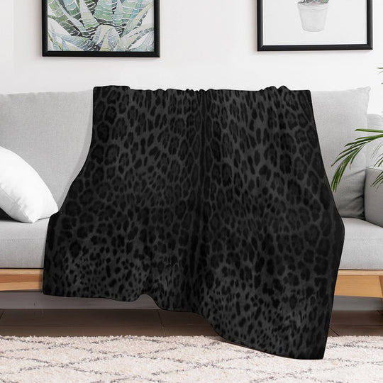 Black Leopard Print Skin Quick-dry Throw Blanket