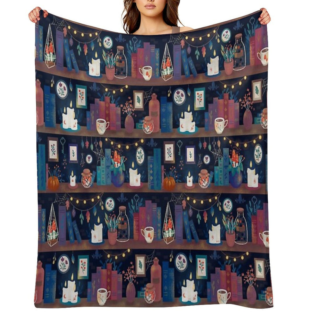 Whimsigothic Library Machine-washable Throw Blanket