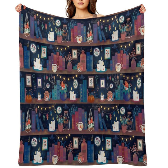 Whimsigothic Library Machine-washable Throw Blanket