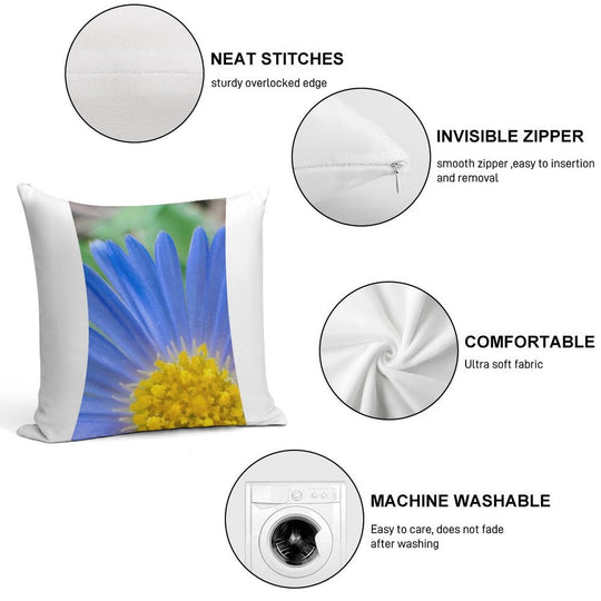 Blue Flowers Soft Skin-Friendly Throw Pillow