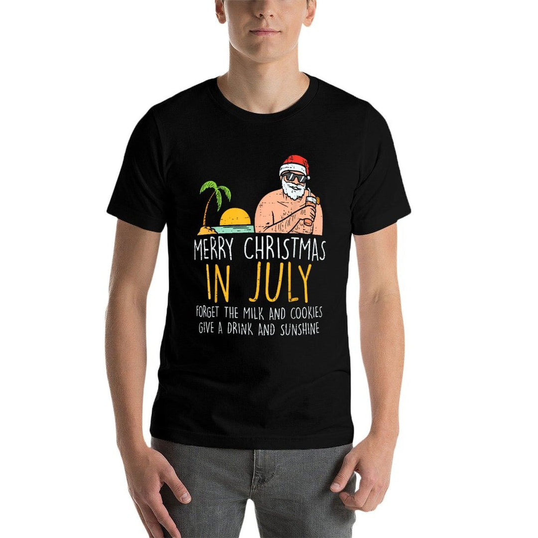 Merry Christmas In July Santa Beach Cocktail Summer Xmas for Men Women  Stretchy T-Shirt
