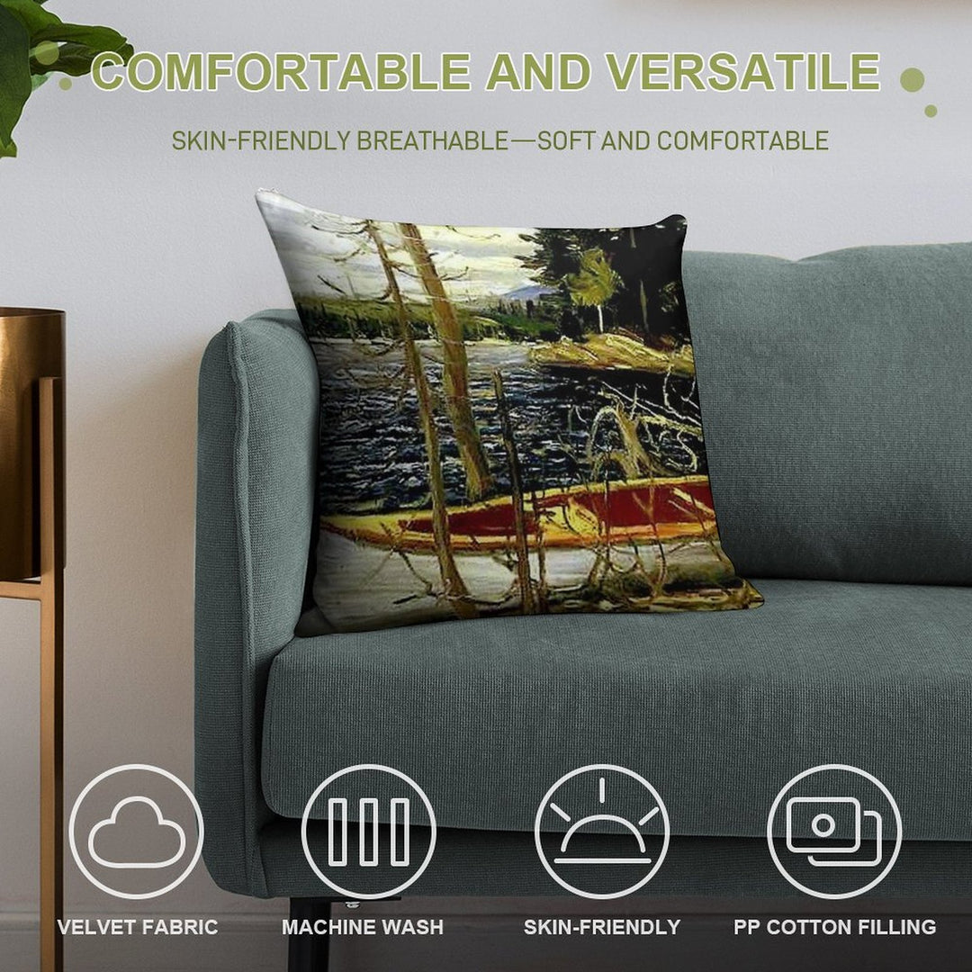 THE CANOE  Vintage 1917 Tom Thomson Algonquin Park Art Print Soft Durable Construction Throw Pillow