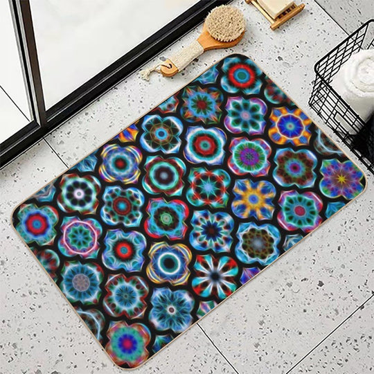Moroccan Tile Glowing Pattern  Dirt-Trapping Bath Mat