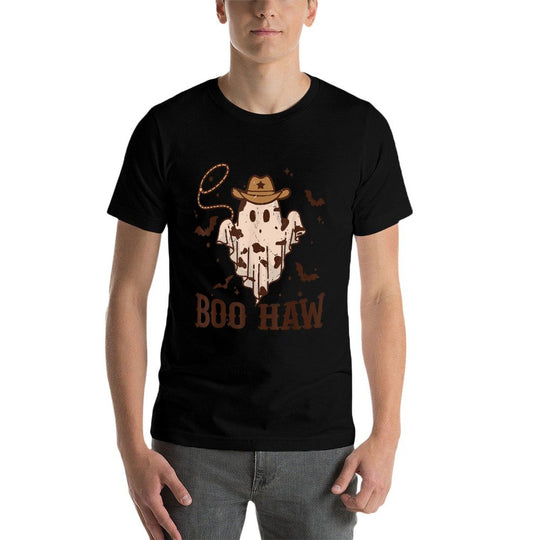 Retro Boo Haw Ghost Funny Western Cowboy Cowgirl Halloween  Slim-fit Cut T-Shirt