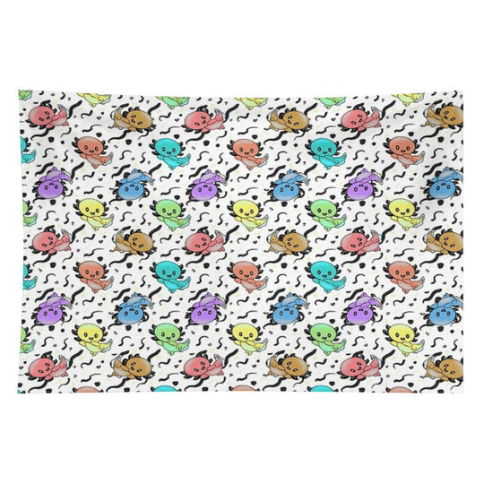 Axolotl Party in Rainbow Colors on Black And White Tapestry