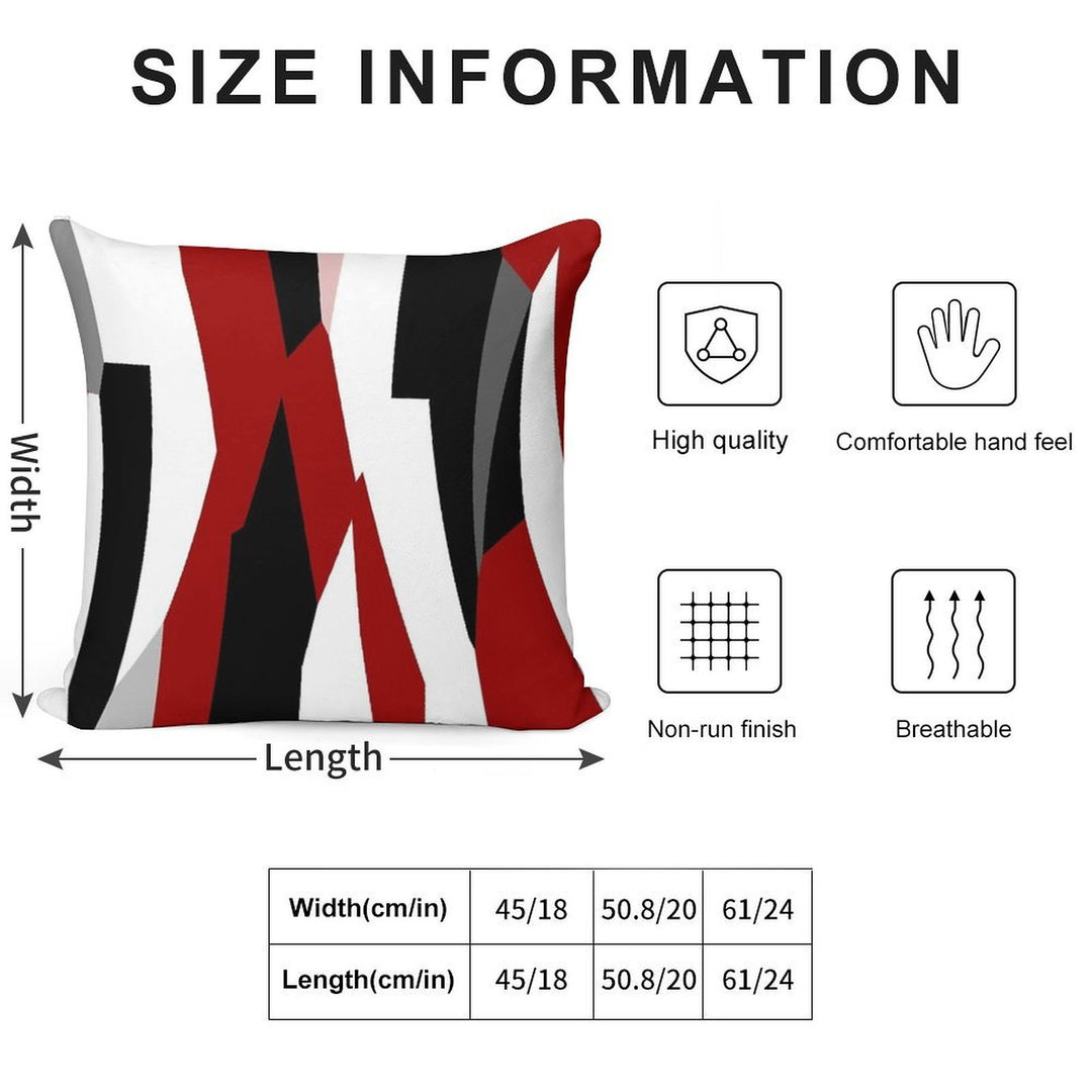Red Black And White Abstract Soft High-Density Material Throw Pillow