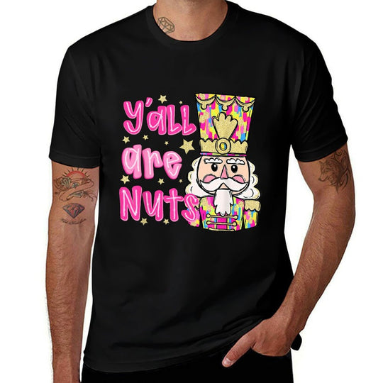 Funny Retro Yall Are Nuts Nutcracker Merry Christmas Season  Graphic-printed T-Shirt