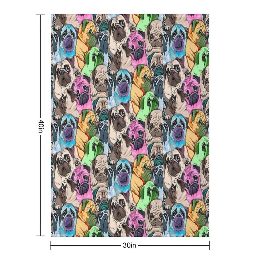 Color Pug Dog Durable Throw Blanket