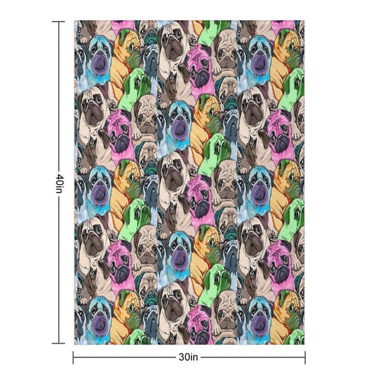 Color Pug Dog Durable Throw Blanket